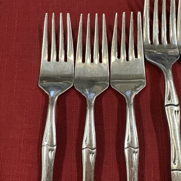 Lot of 12 Rogers Stainless Flatware Bamboo Style Pattern Korea Mid Century - Picture 13 of 16